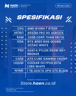Rakitan AMD RYZEN 7 8700F | VGA RTX 4060 8GB GDDR6 ZOTAC | NVME 1 TB ADATA XPG - Image 2