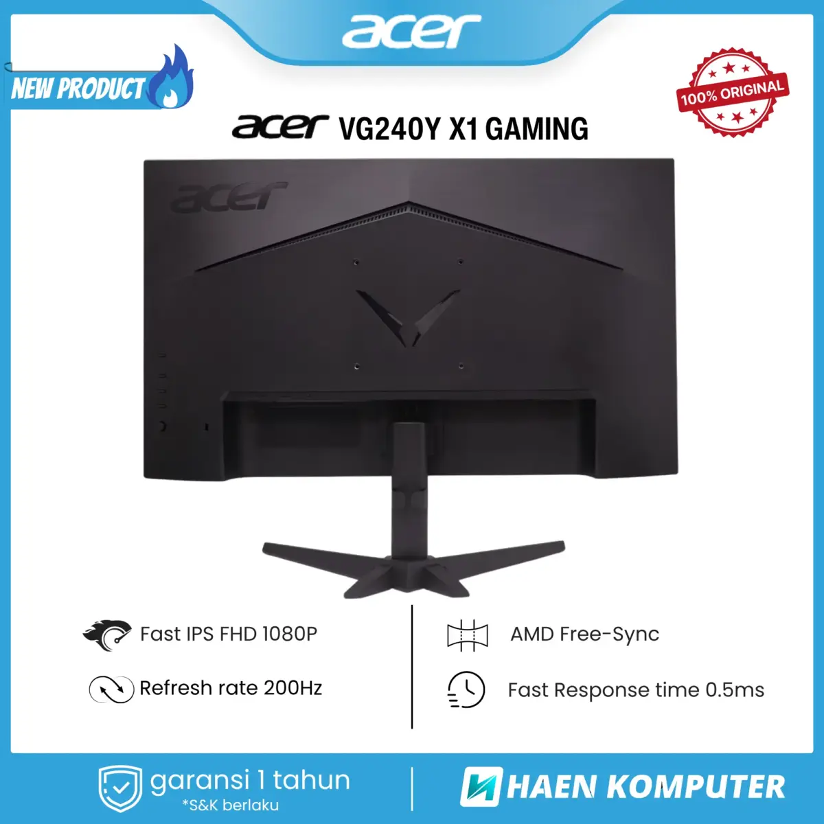 Monitor Acer VG240Y X1 Gaming 23.8 Inch IPS FHD 200Hz Speaker - Image 2