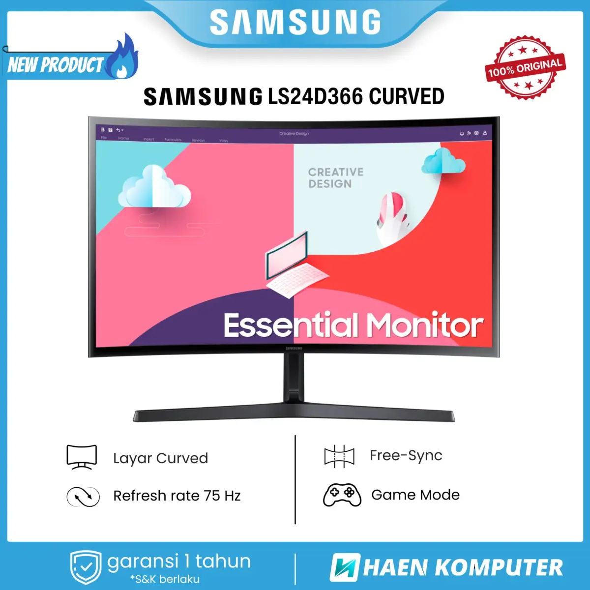 Monitor Samsung LS24D366 CURVED 24 Inch VA FHD 100Hz - Image 1