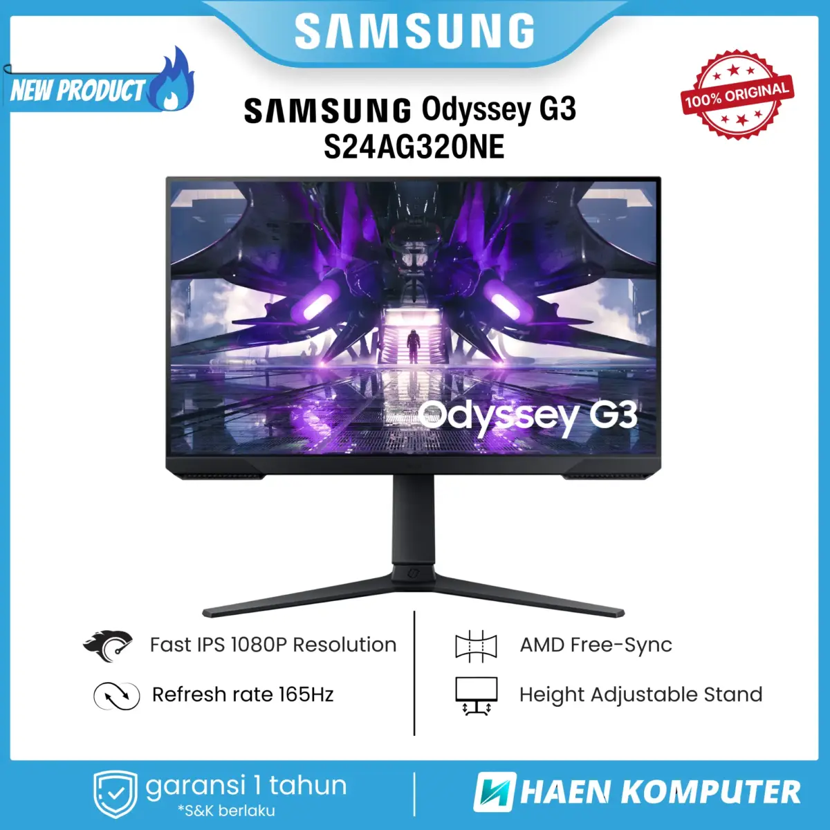 Monitor Samsung Odyssey G3 S24AG320NE 24 Inch 1ms IPS FHD 165Hz - Image 1