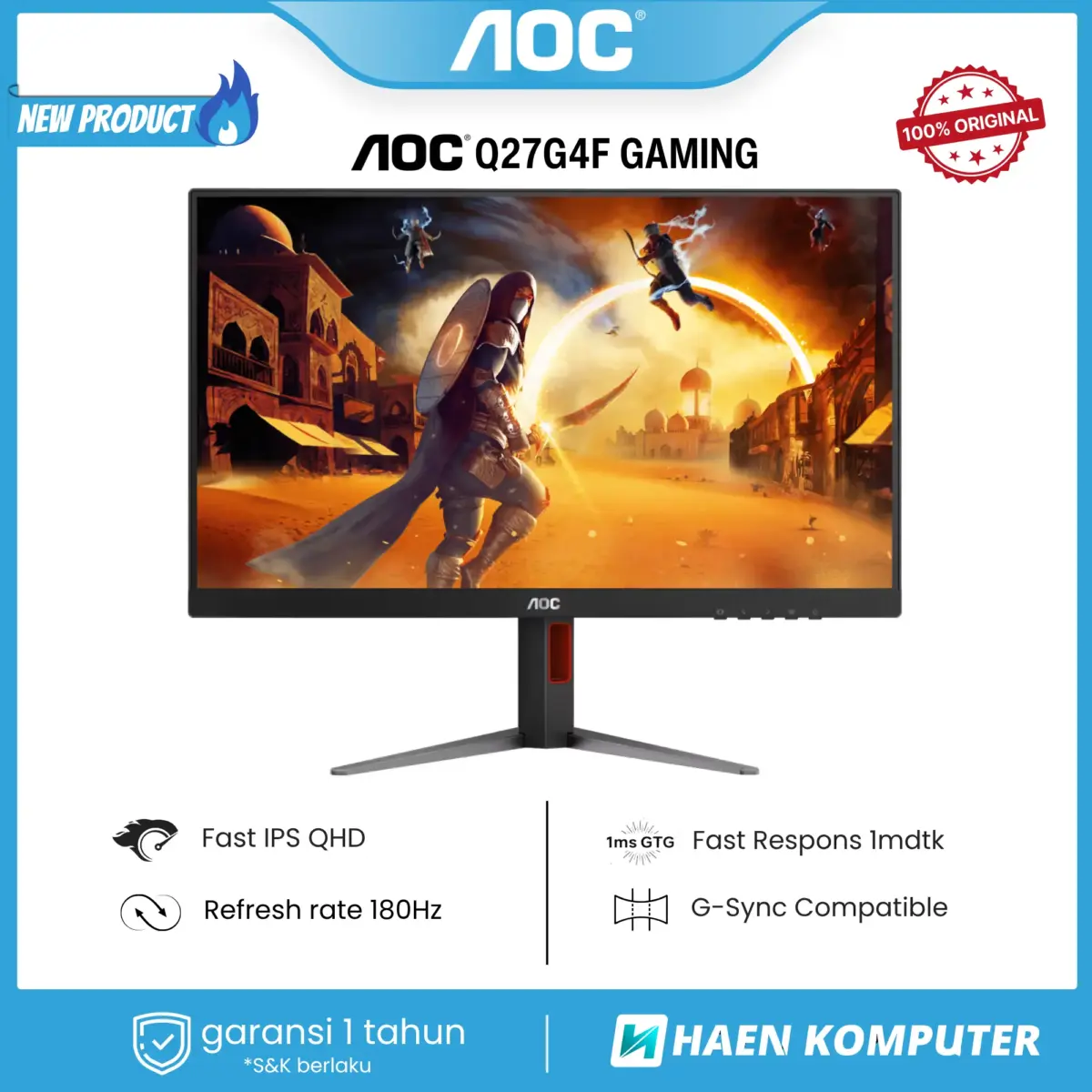 Monitor AOC Q27G4F GAMING 27 Inch IPS QHD 180Hz - Image 1