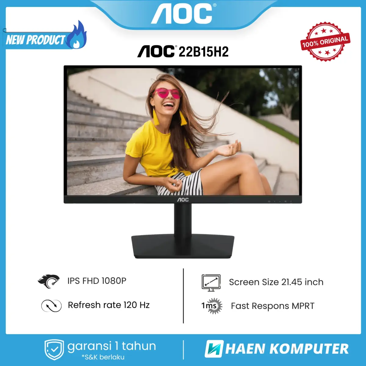Monitor AOC 22B15H2 21.45 Inch IPS FHD 120Hz