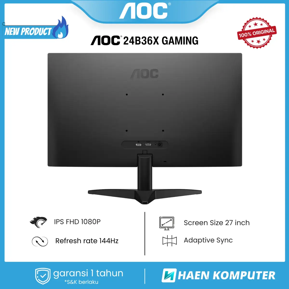 Monitor AOC 27B36X GAMING 27 Inch IPS FHD 144Hz - Image 2