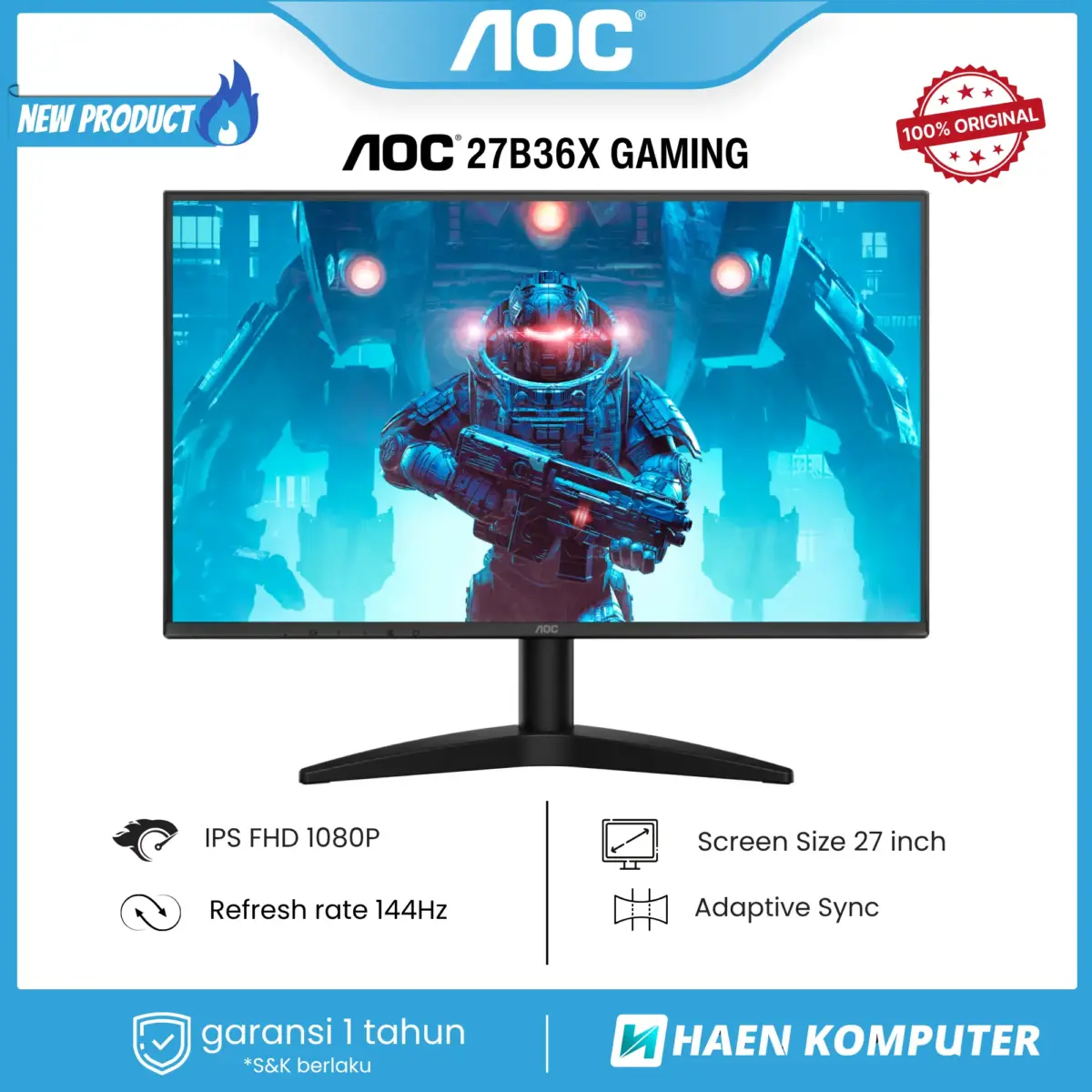 Monitor AOC 27B36X GAMING 27 Inch IPS FHD 144Hz - Image 1