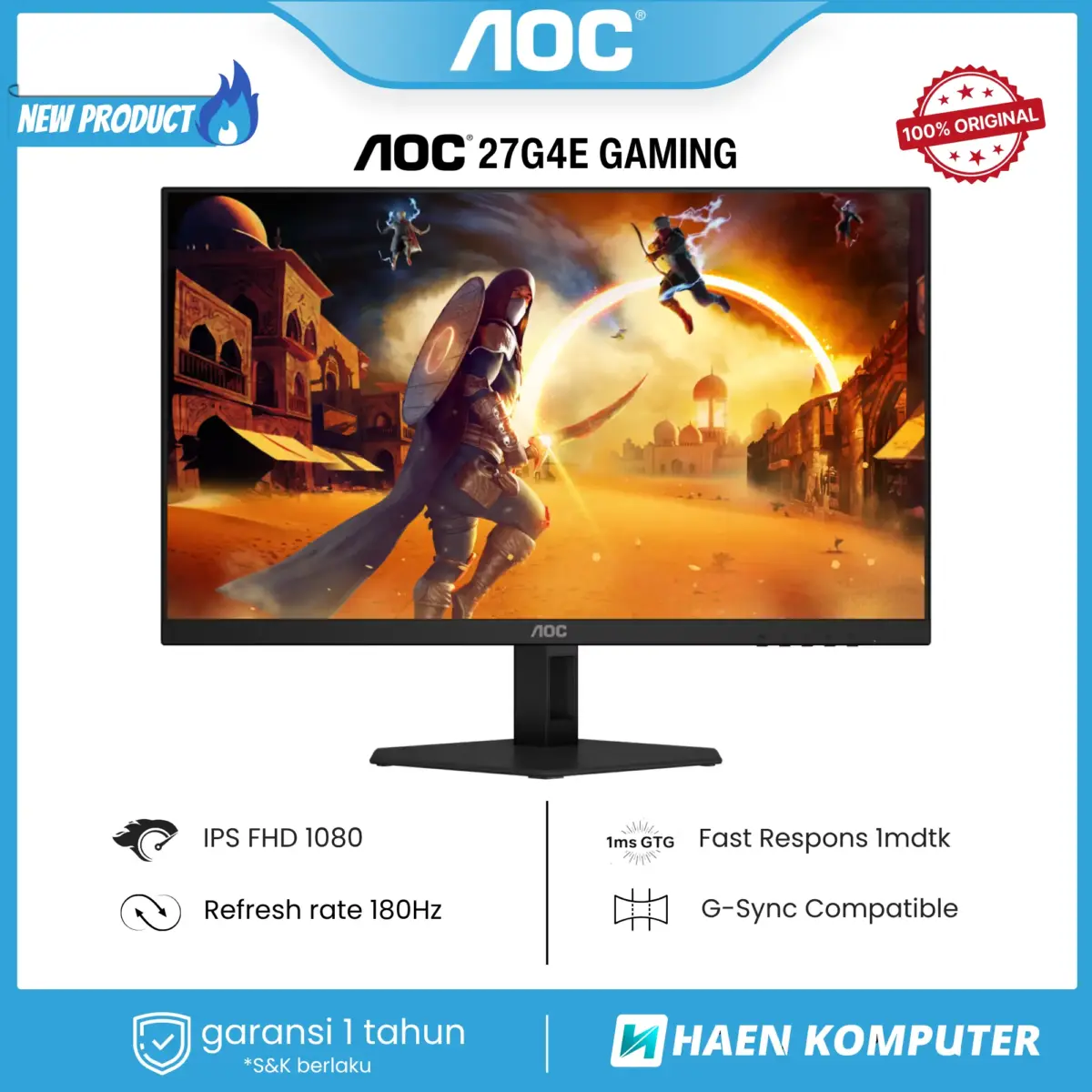 Monitor AOC 27G4E GAMING 27 Inch IPS FHD 180Hz - Image 1