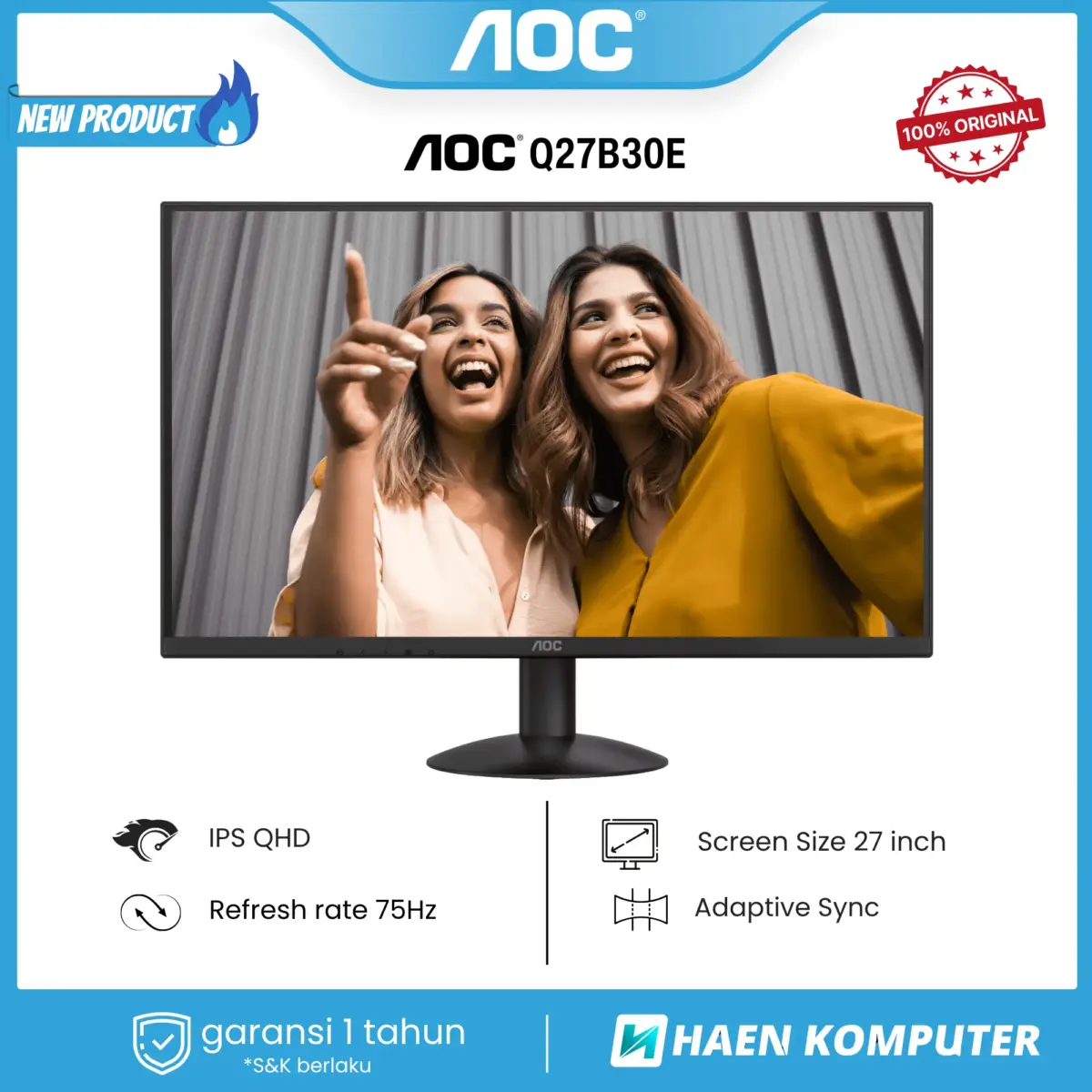 Monitor AOC Q27B30E 27 Inch IPS QHD 75Hz - Image 1