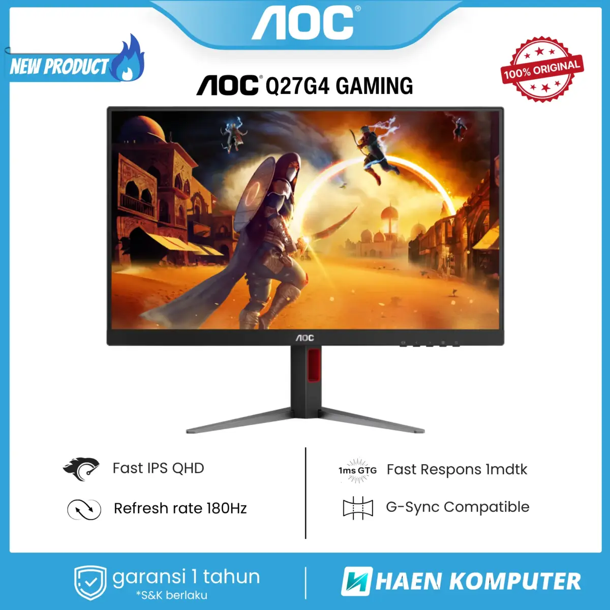 Monitor AOC Q27G4 GAMING 27 Inch IPS QHD 180Hz - Image 1