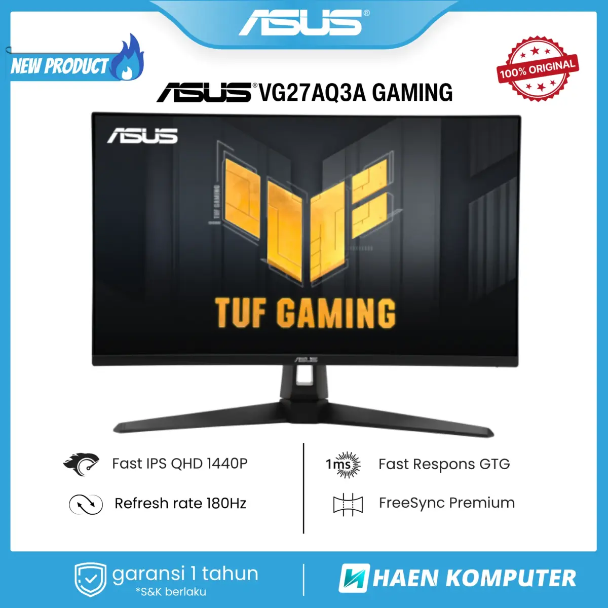 Monitor ASUS VG27AQ3A GAMING 27 Inch 2K FAST IPS QHD 180Hz - Image 1