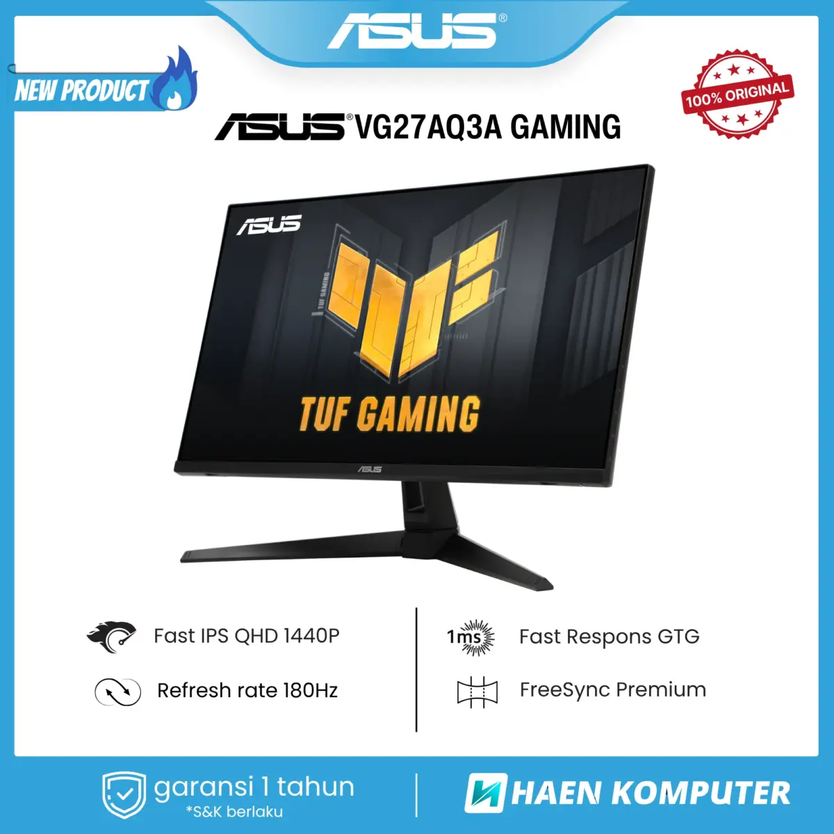 Monitor ASUS VG27AQ3A GAMING 27 Inch 2K FAST IPS QHD 180Hz - Image 2