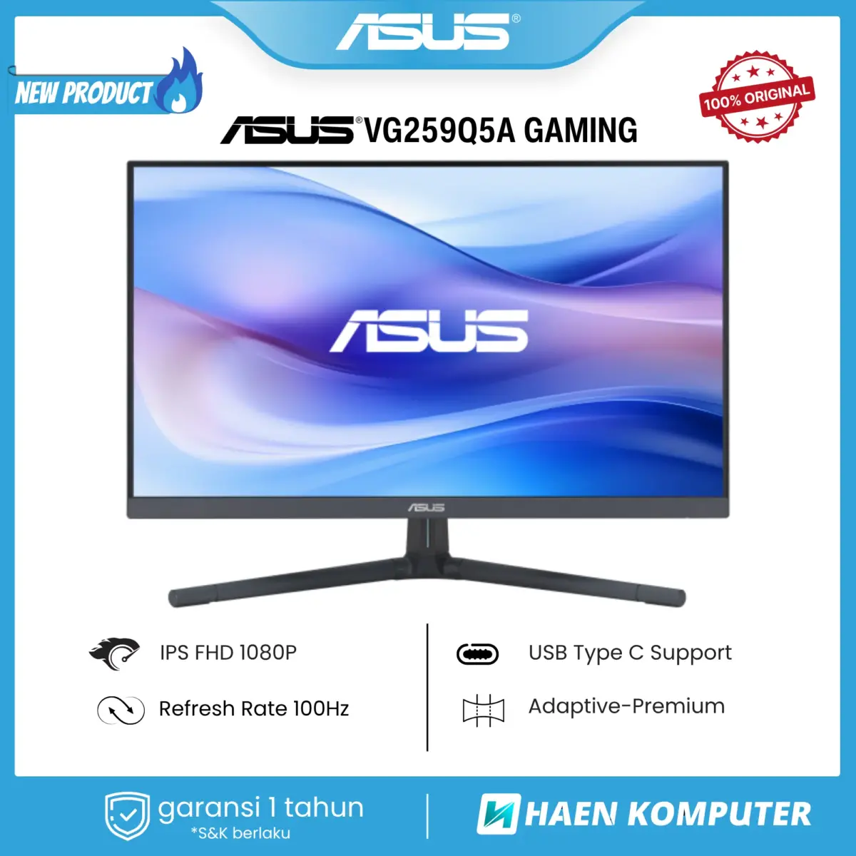 Monitor ASUS VU249CFE-M 24 Inch IPS FHD 100hz USB-C - Image 1