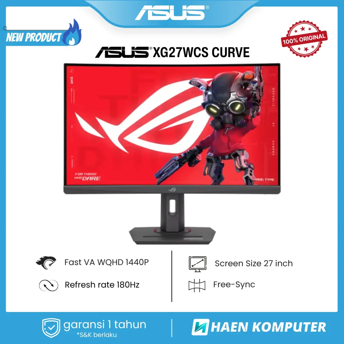 Monitor ASUS XG27WCS CURVE 27 Inch 2K FAST VA QHD 180Hz - Image 3