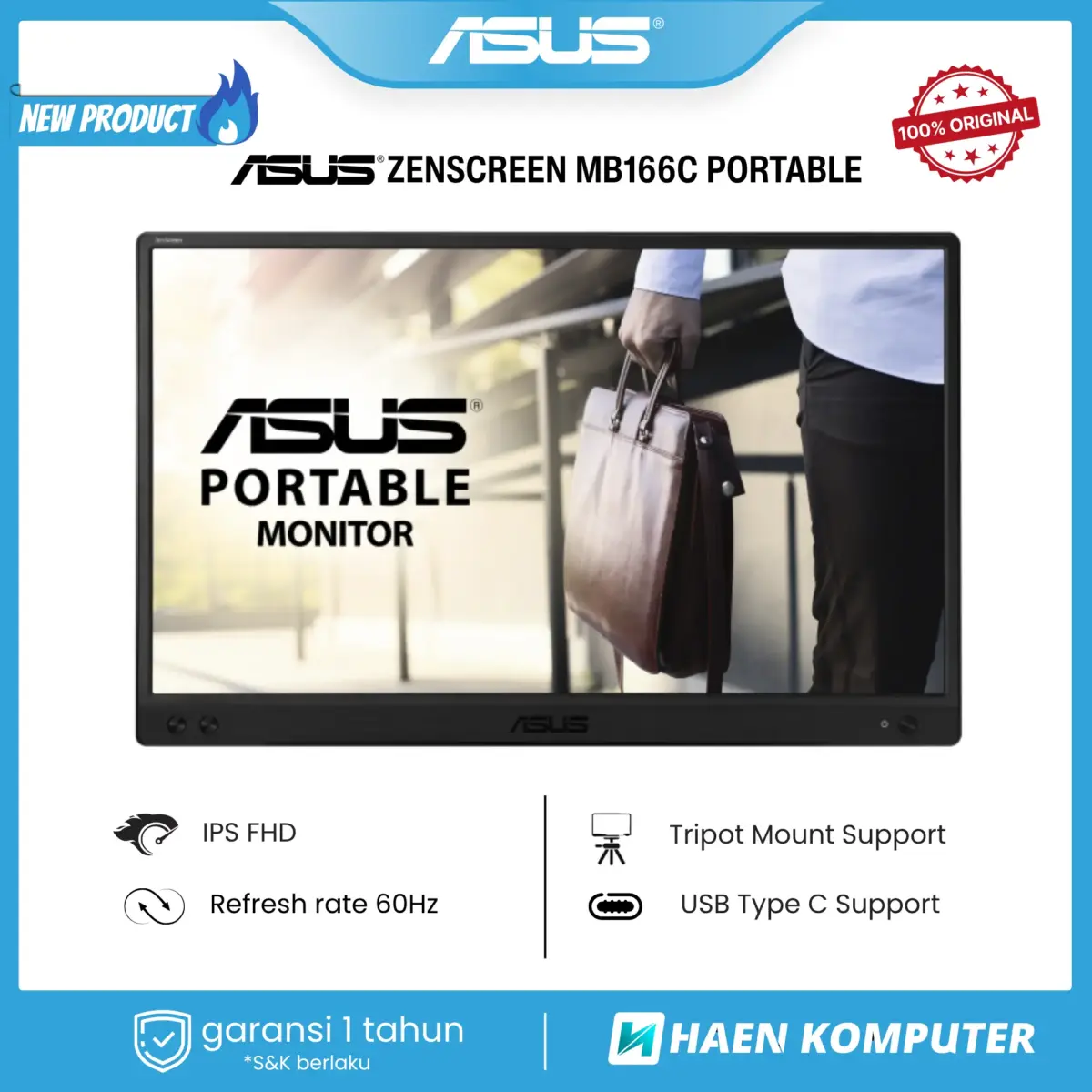 Monitor ASUS ZenScreen MB166C PORTABLE 15.6 Inch IPS FHD 60Hz - Image 1