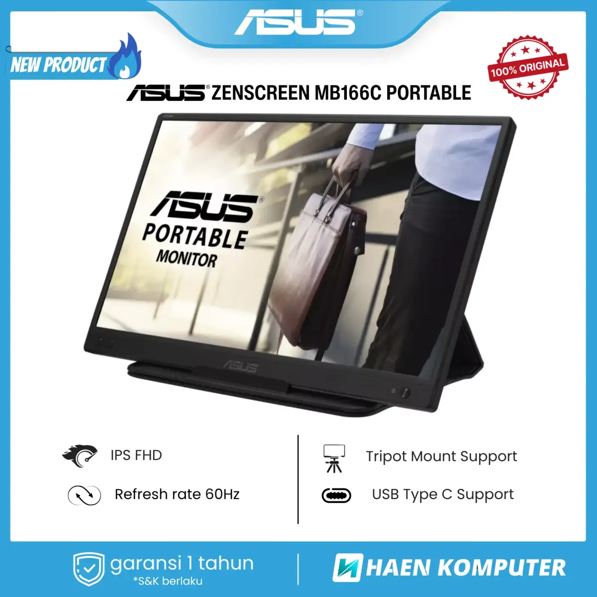 Monitor ASUS ZenScreen MB166C PORTABLE 15.6 Inch IPS FHD 60Hz - Image 3