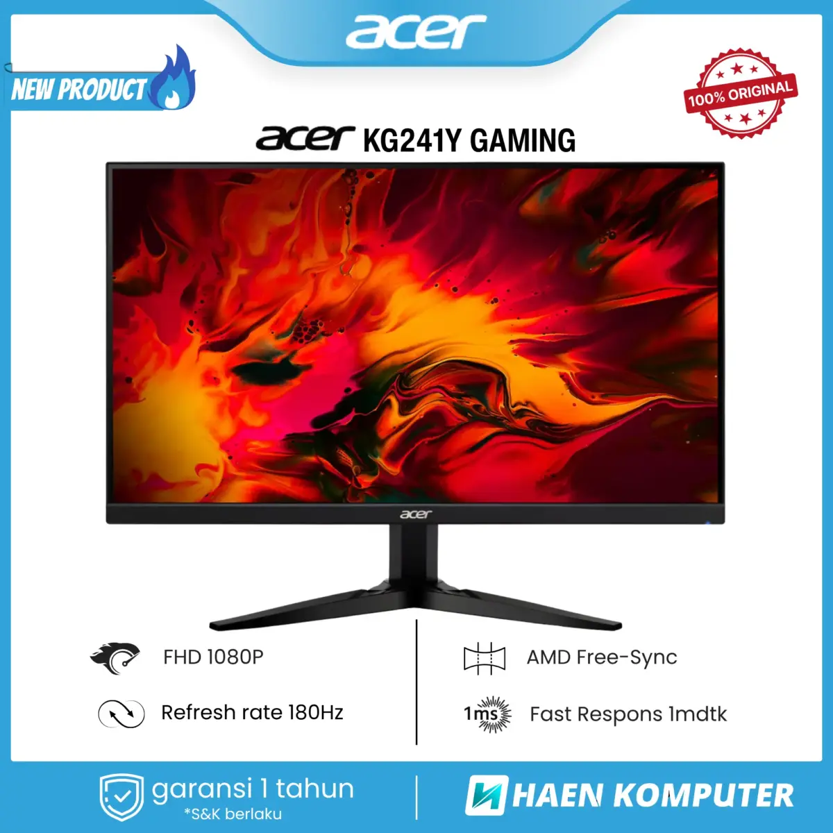 Monitor Acer KG241Y GAMING 23.8 Inch VA FHD 180Hz - Image 1