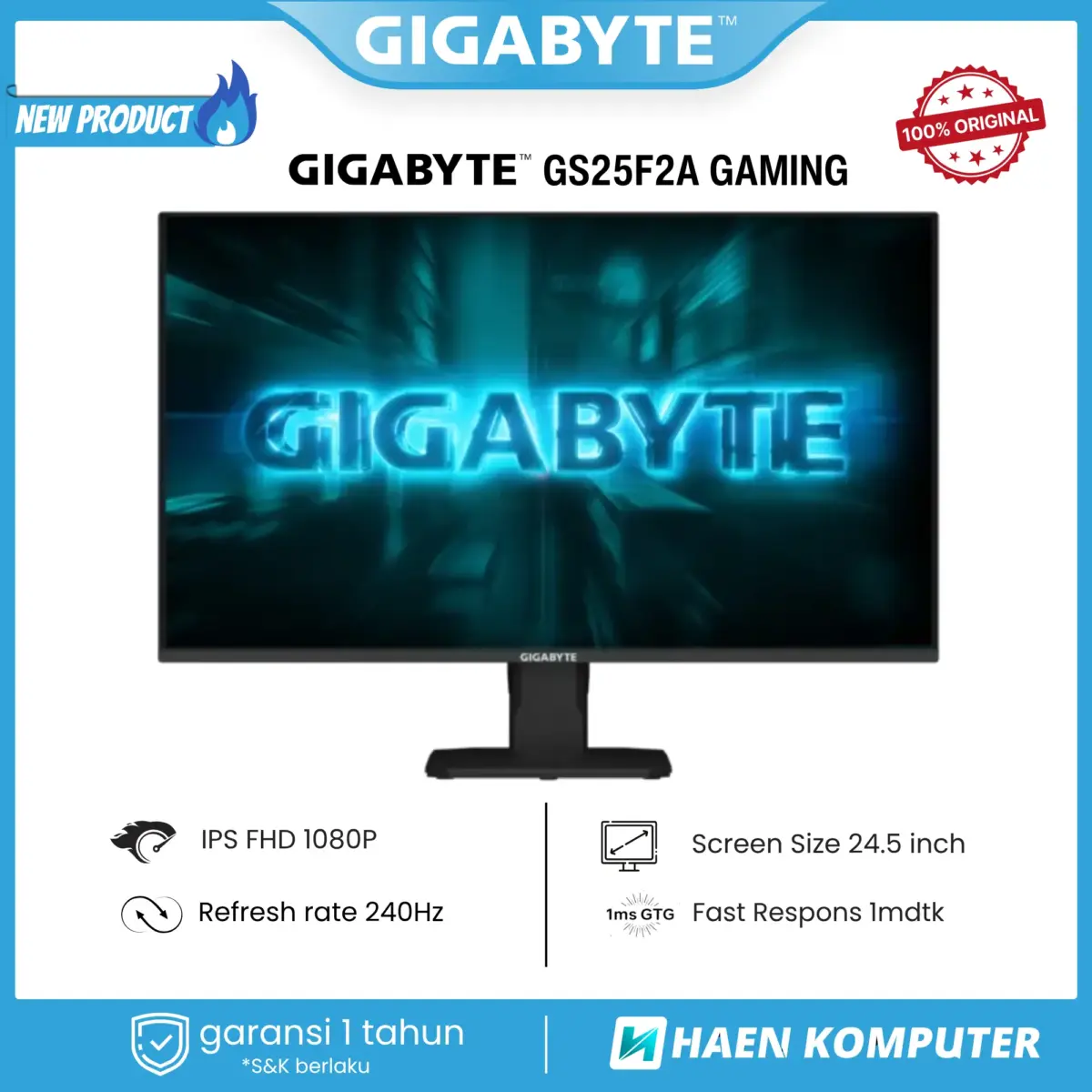 Monitor Gigabyte GS25F2A Gaming 25 Inch IPS FHD 240Hz