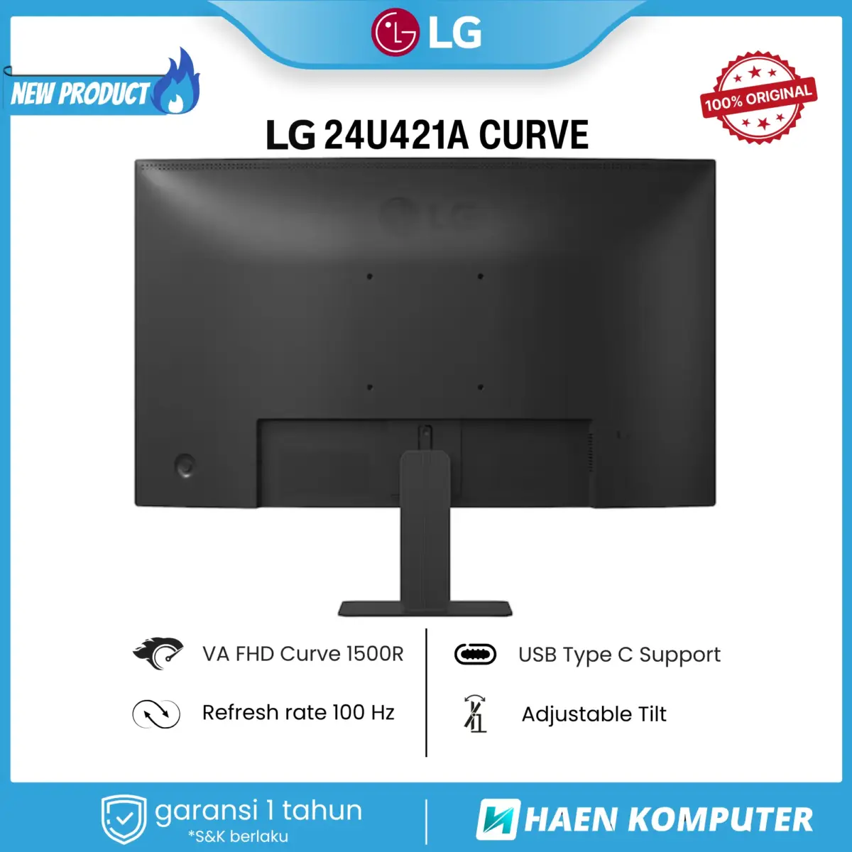 Monitor LG 24U421A CURVE 24 Inch VA FHD 100Hz USB-C - Image 4