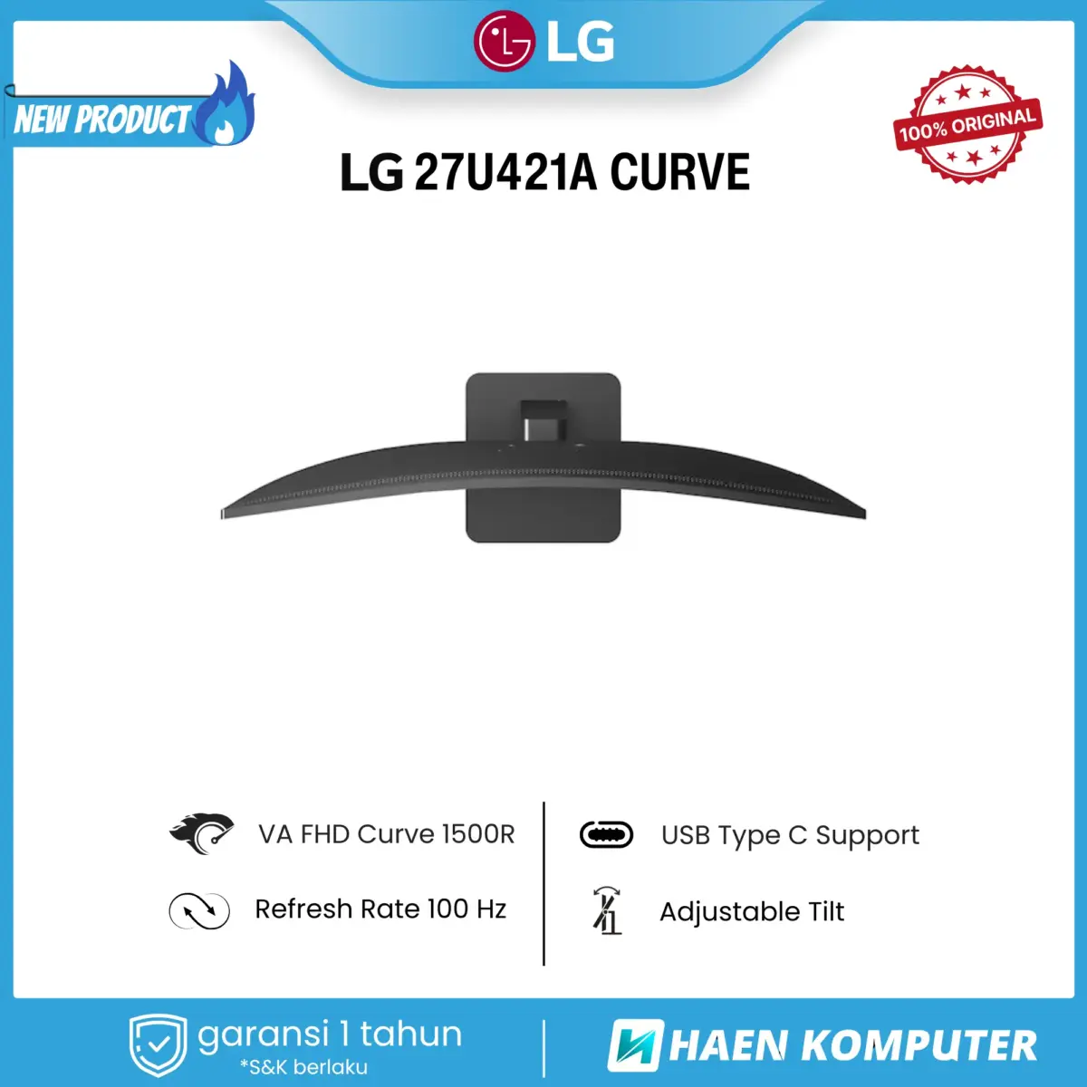 Monitor LG 27U421A CURVE 27 Inch VA FHD 100Hz USB-C - Image 4