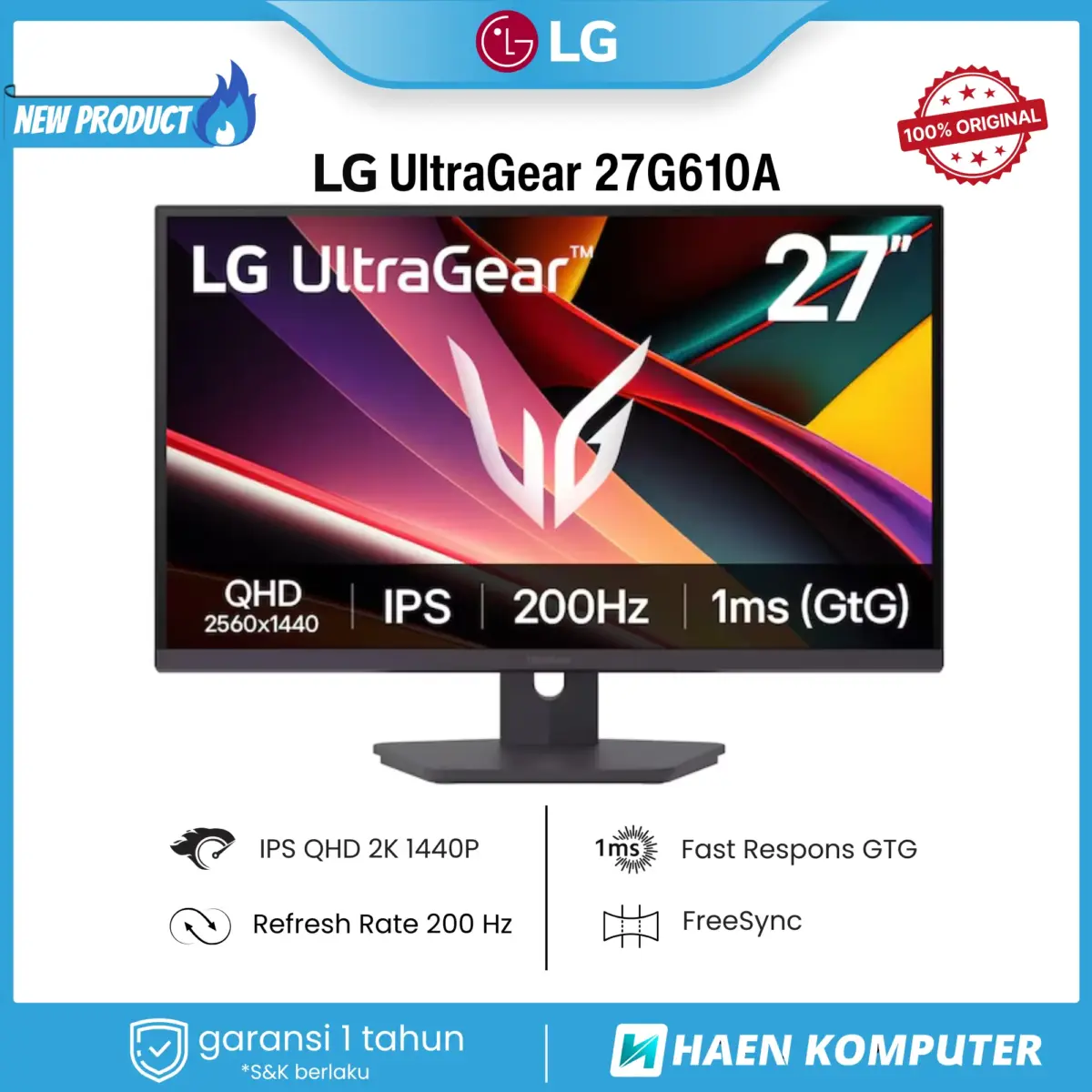 Monitor LG UltraGear 27G610A 27 Inch IPS QHD 200Hz - Image 1