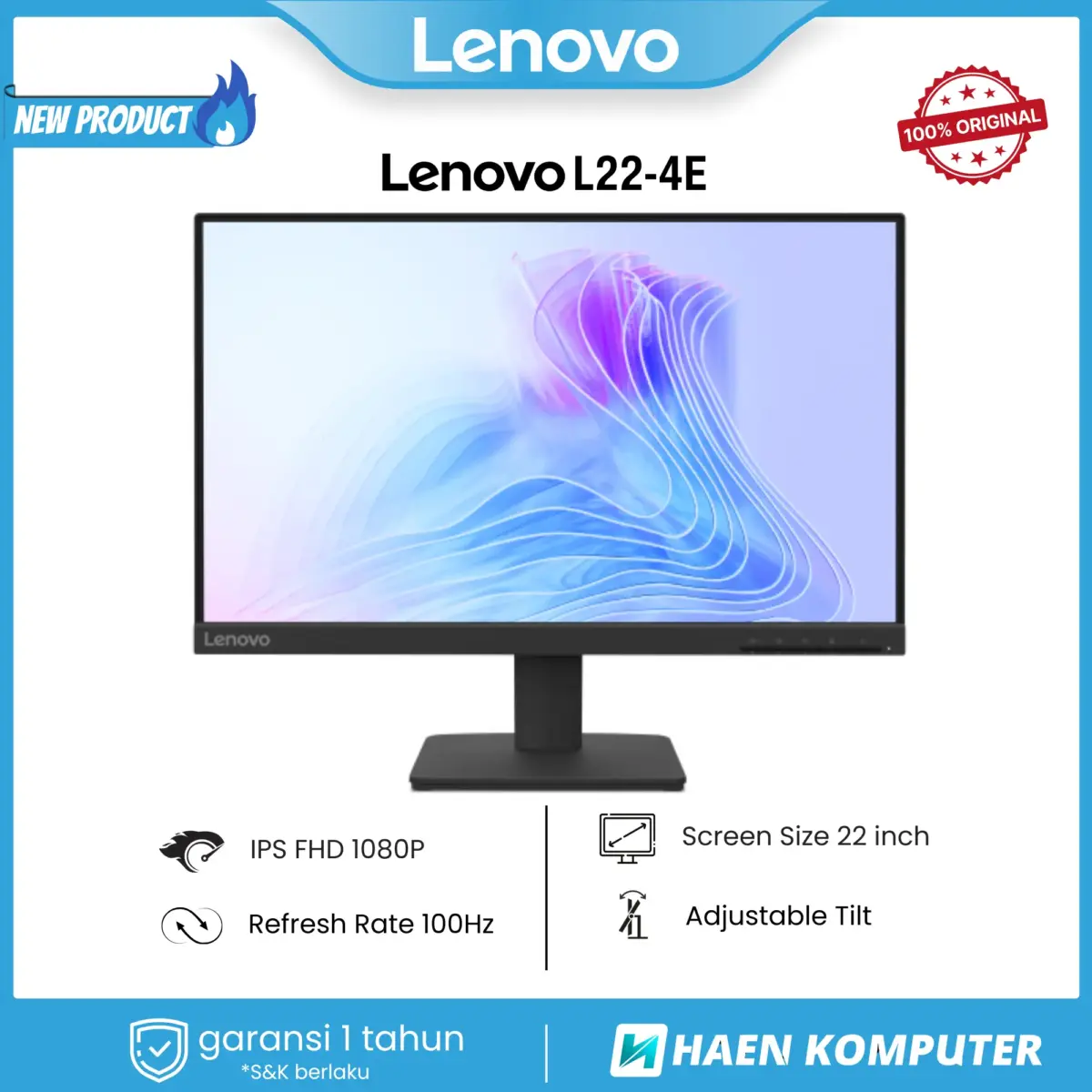 Monitor Lenovo L22-4E 22 Inch IPS FHD 100Hz - Image 3