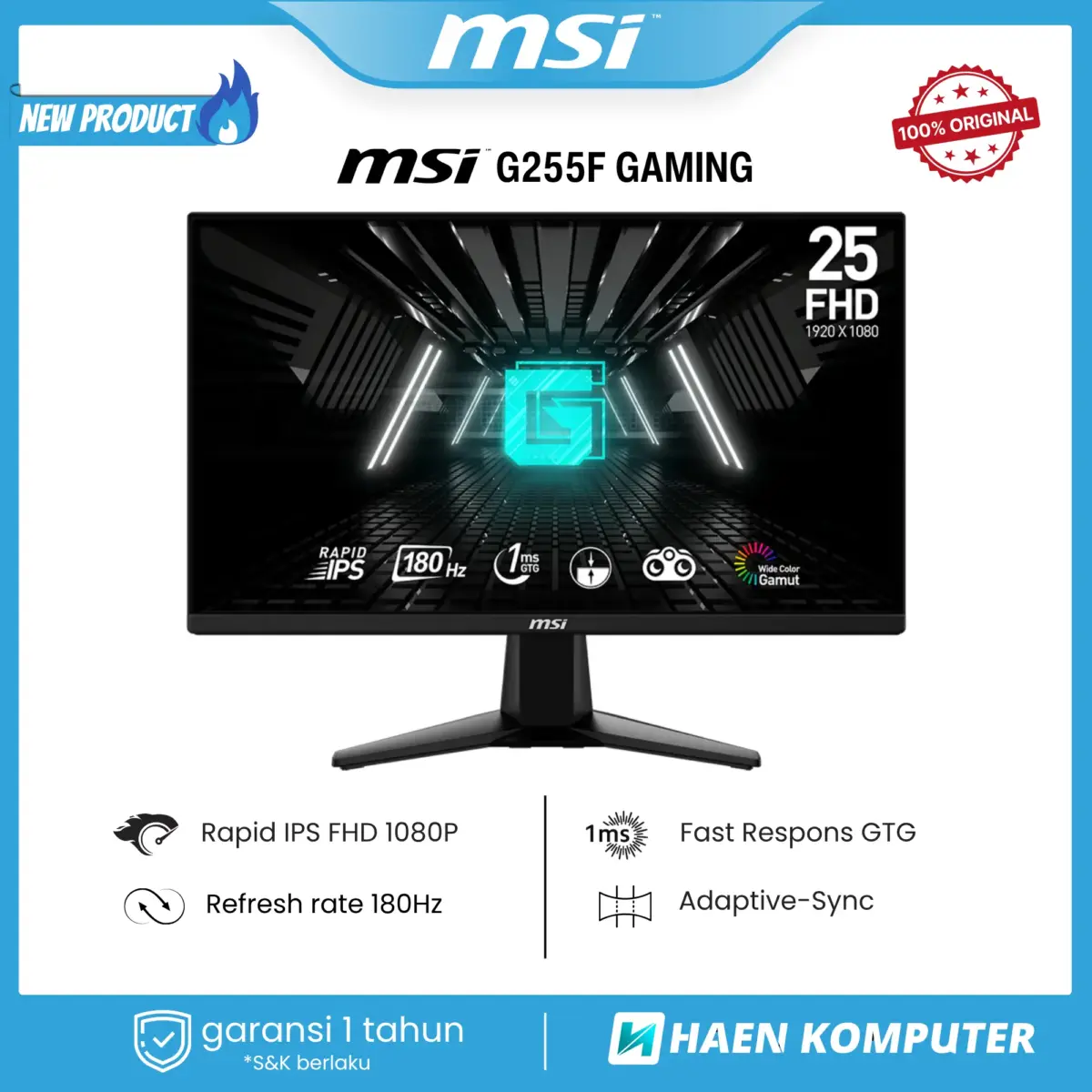 Monitor MSI G255F GAMING 25 Inch IPS FHD 180Hz - Image 1