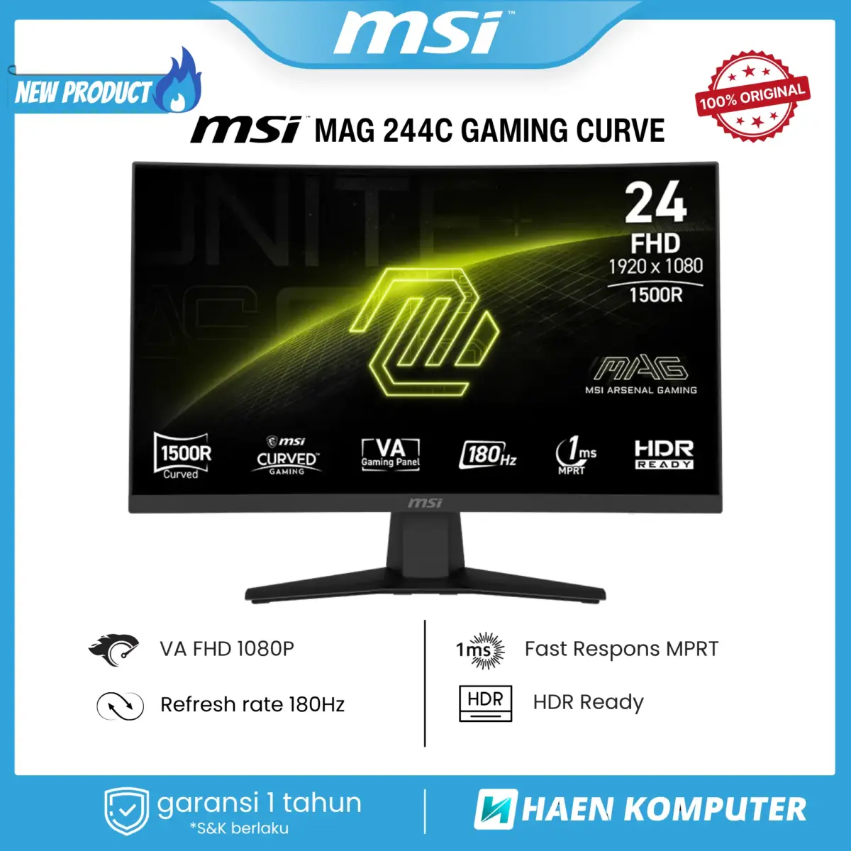 Monitor MSI MAG 244C GAMING CURVE 24 Inch VA FHD 180Hz - Image 1