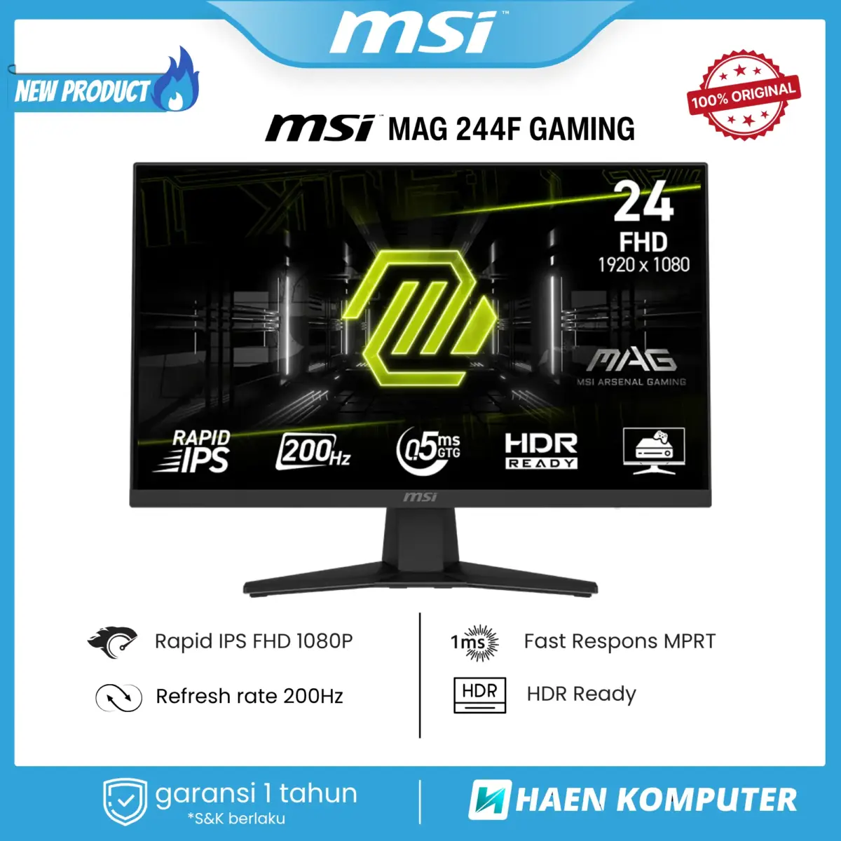 Monitor MSI MAG 244F GAMING 24 Inch RAPID IPS FHD 200Hz - Image 1