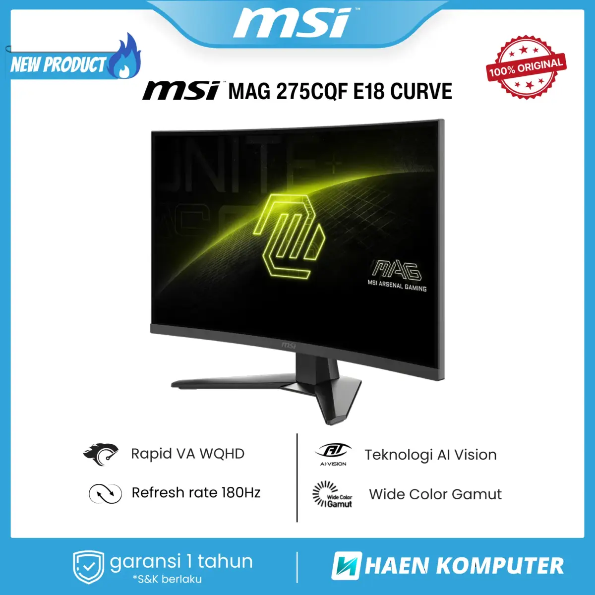 Monitor MSI MAG 275CQF E18 CURVE 27 Inch 2K WQHD 180Hz - Image 2