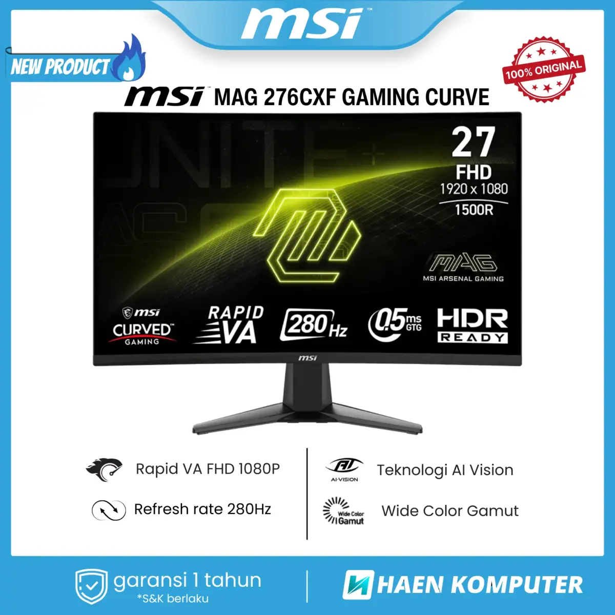 Monitor MSI MAG 276CXF GAMING CURVE 27 Inch VA FHD 280Hz - Image 1