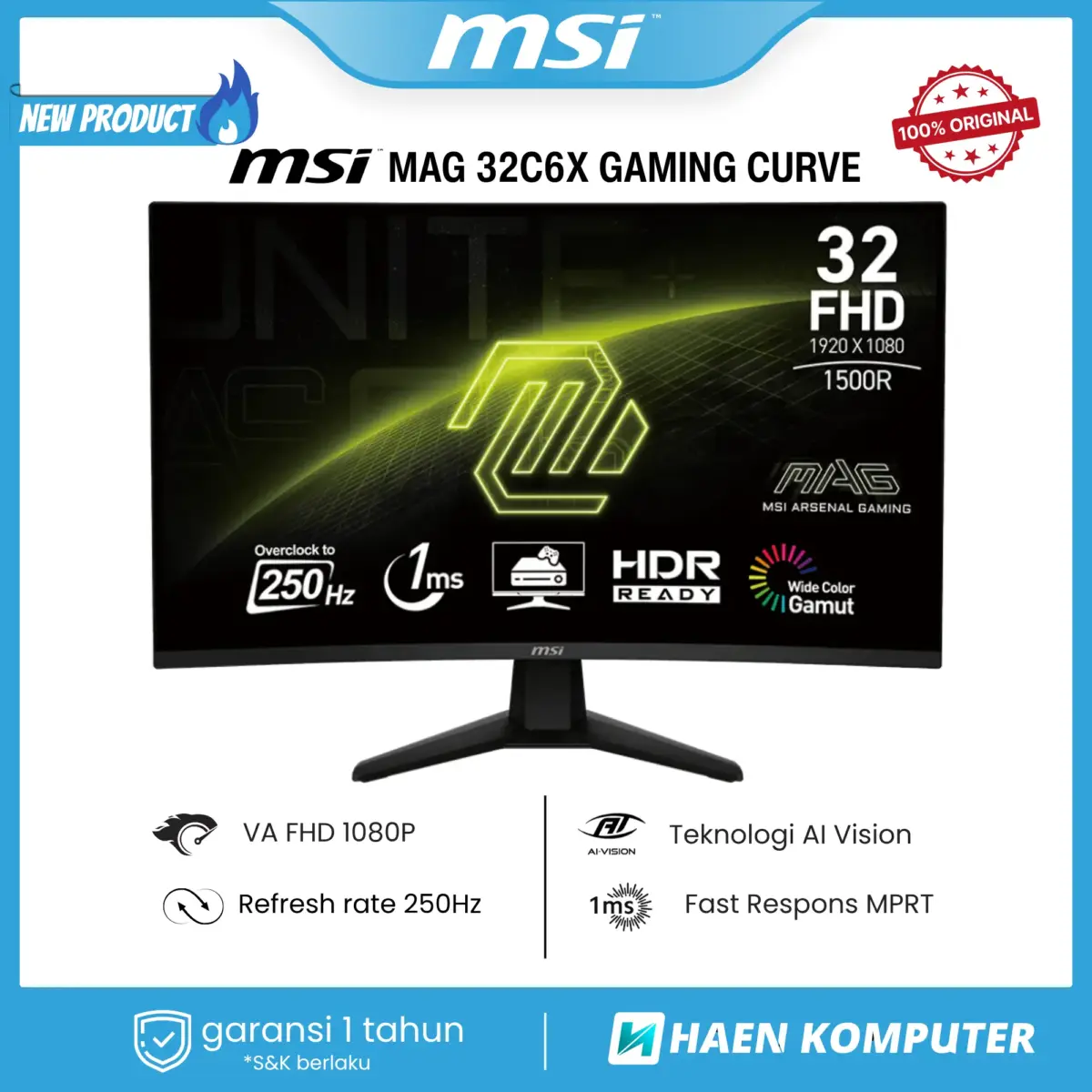 Monitor MSI MAG 32C6X GAMING CURVE 32 Inch VA FHD 1ms 250Hz - Image 1