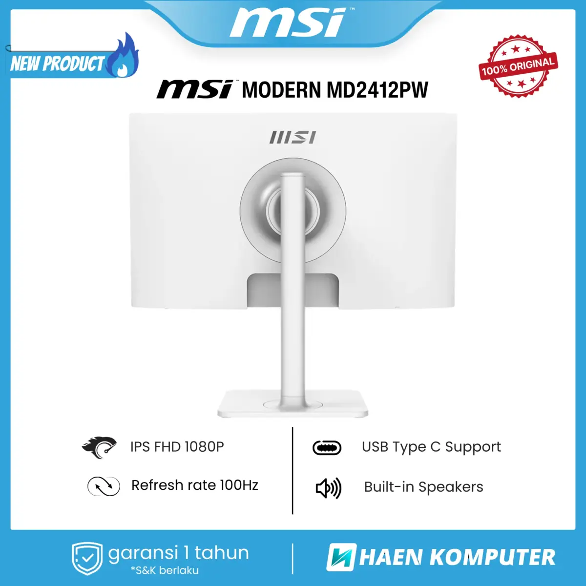 Monitor MSI MODERN MD2412PW WHITE 23.8 Inch IPS FHD 100Hz USB-C - Image 4