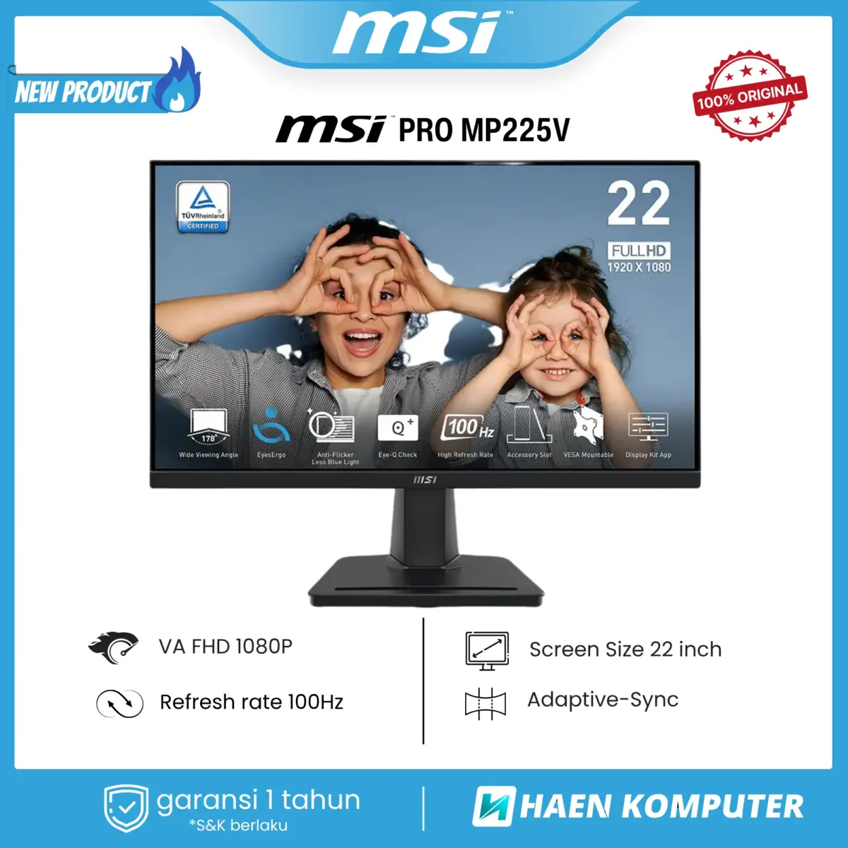 Monitor MSI PRO MP225V 22 Inch VA FHD 100Hz - Image 1