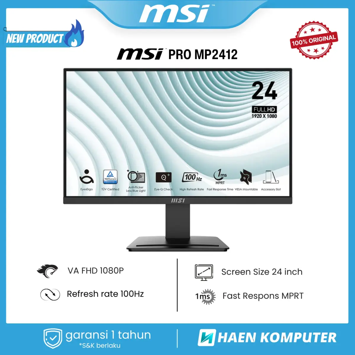 Monitor MSI PRO MP2412 24 Inch VA FHD 100Hz - Image 1