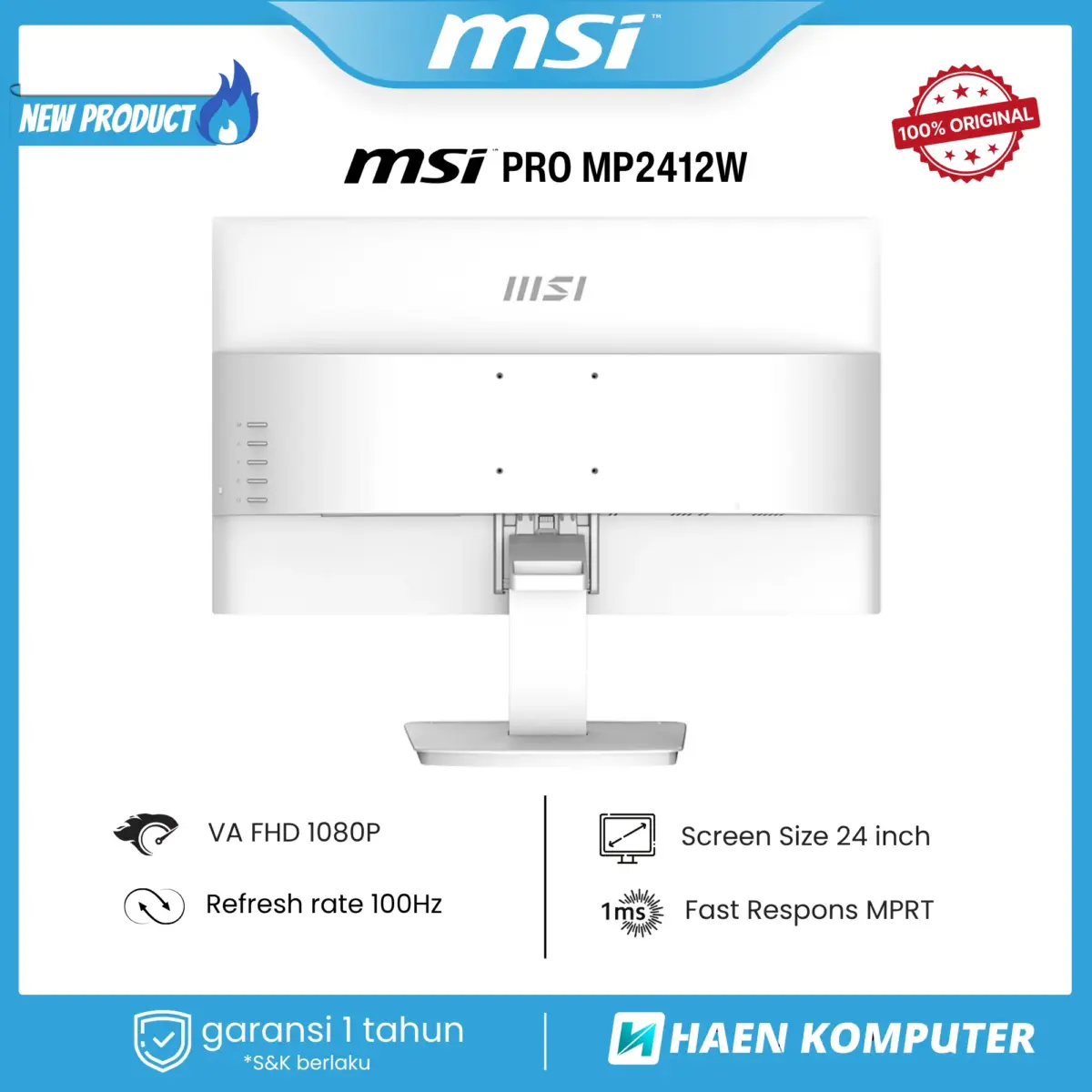Monitor MSI PRO MP2412W WHITE 24 Inch VA FHD 100Hz - Image 4