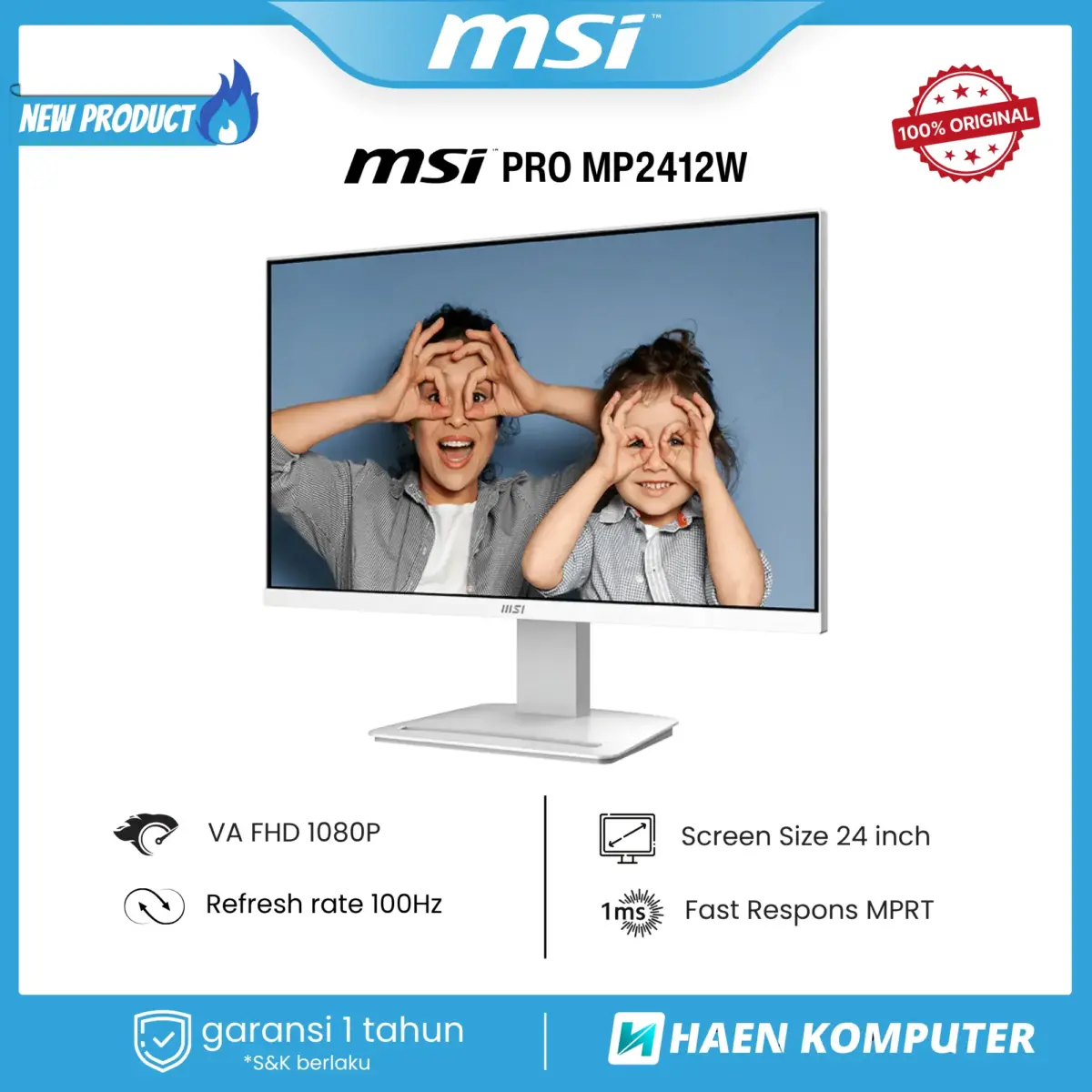 Monitor MSI PRO MP2412W WHITE 24 Inch VA FHD 100Hz - Image 2