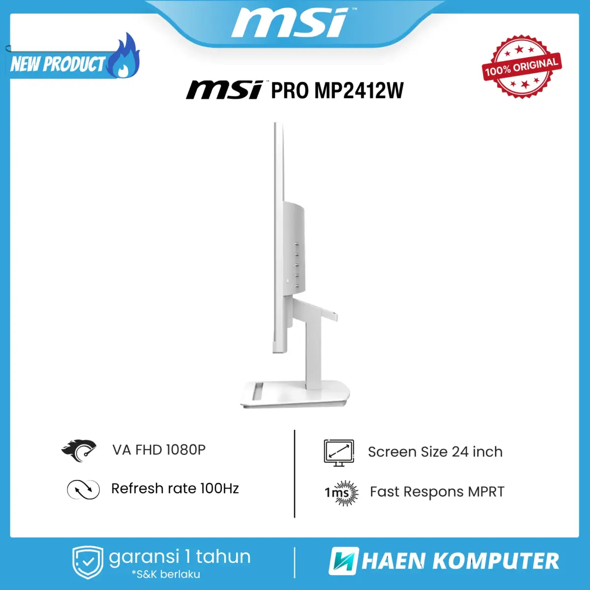 Monitor MSI PRO MP2412W WHITE 24 Inch VA FHD 100Hz - Image 3