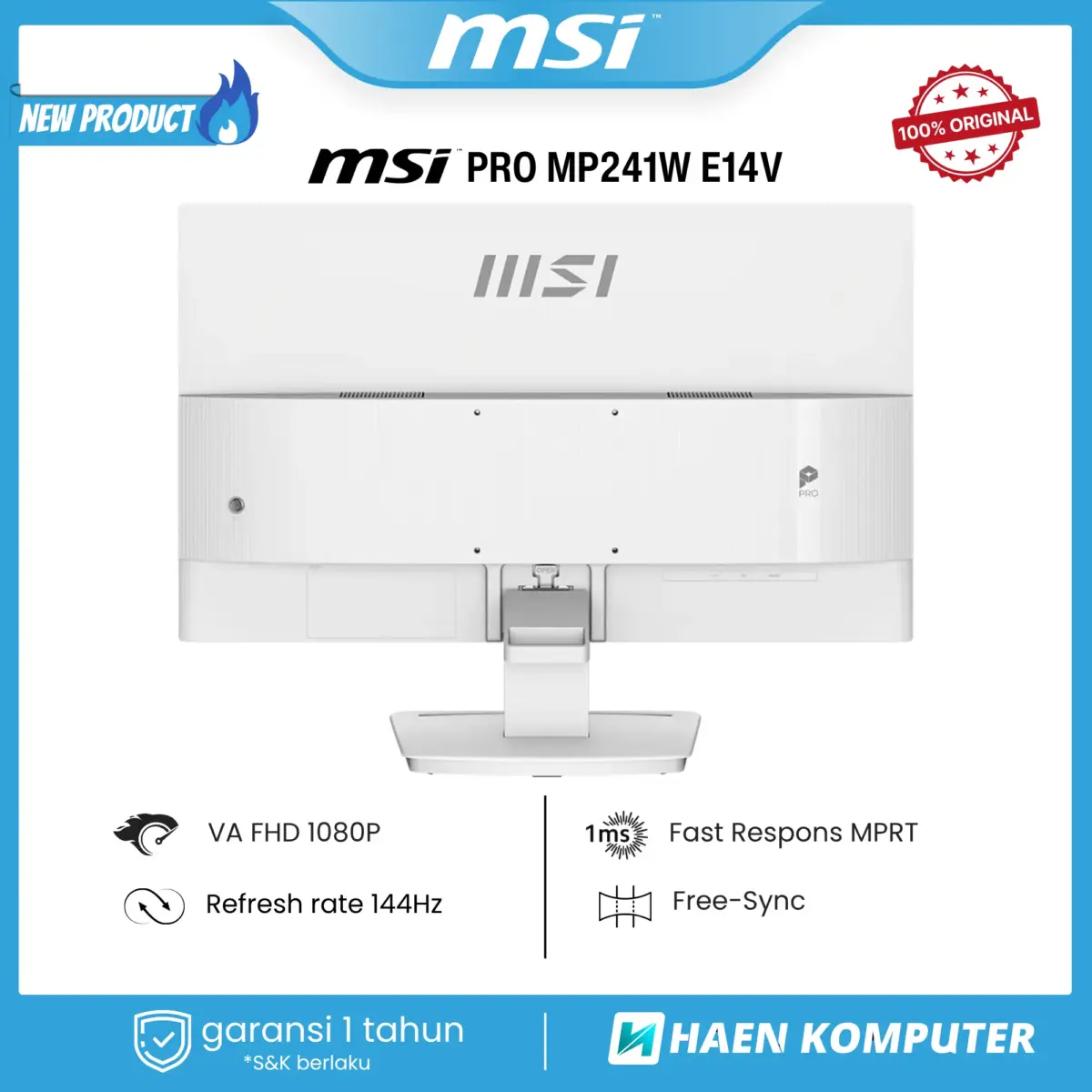 Monitor MSI PRO MP241W E14V WHITE 24 Inch VA FHD 144Hz - Image 4