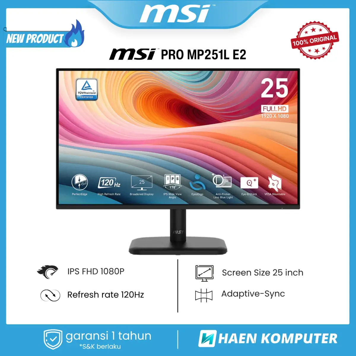 Monitor MSI PRO MP251L E2 24.5 Inch IPS FHD 120Hz - Image 1