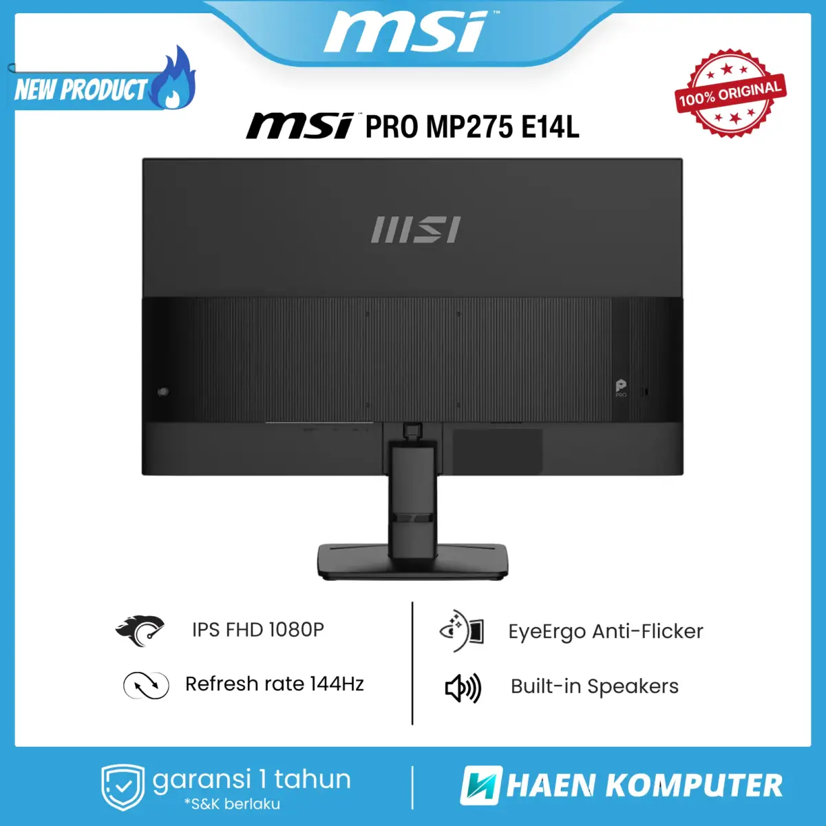 Monitor MSI PRO MP275 E14L 27 Inch IPS FHD 144Hz SPEAKER - Image 4