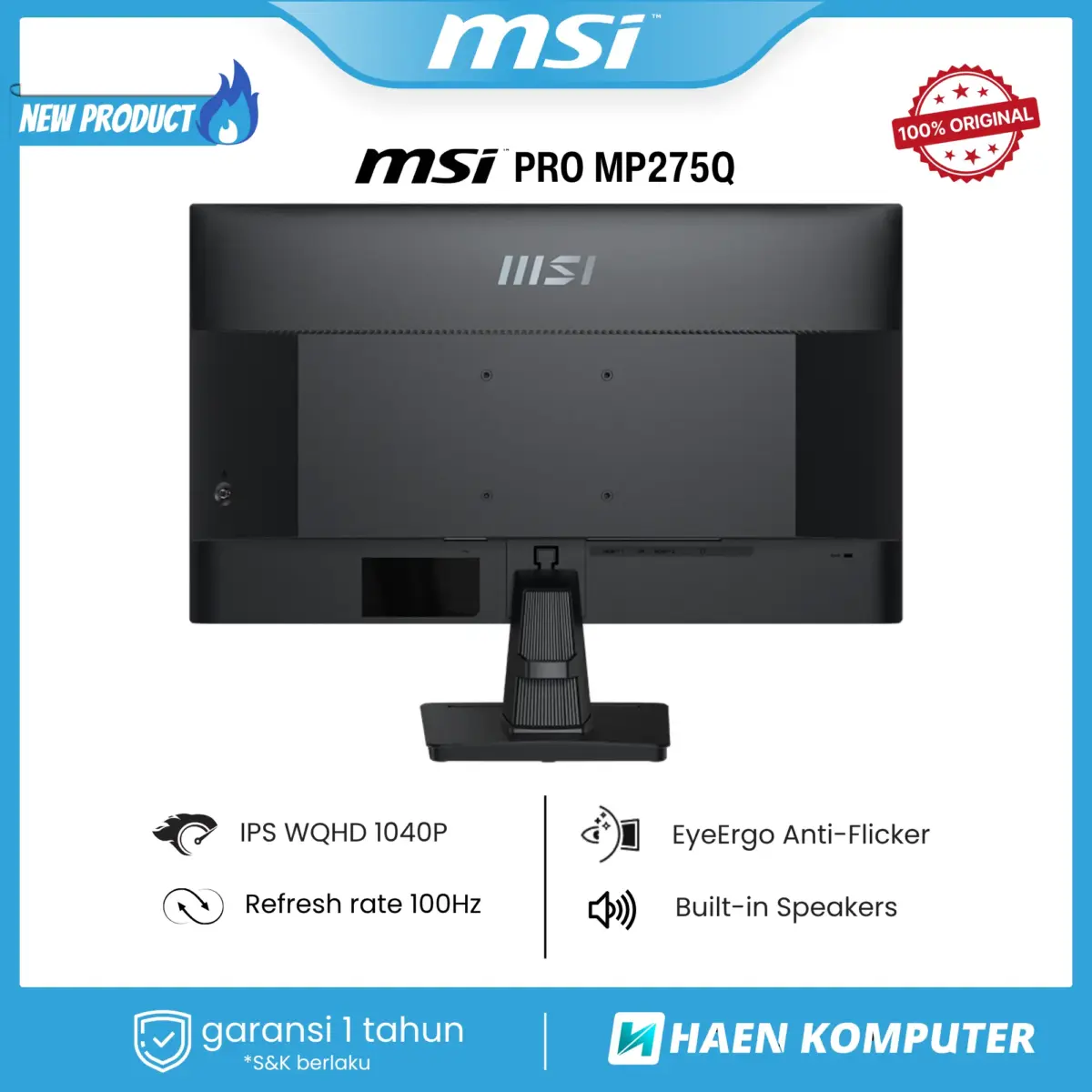 Monitor MSI PRO MP275Q 27 Inch IPS WQHD 100Hz SPEAKER - Image 4