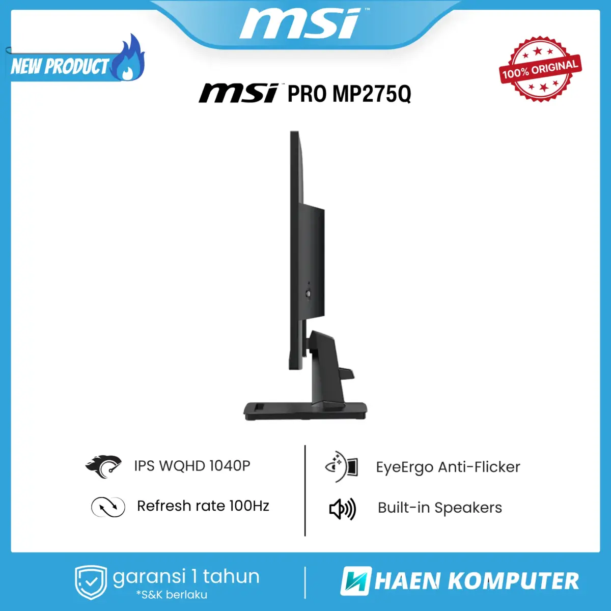Monitor MSI PRO MP275Q 27 Inch IPS WQHD 100Hz SPEAKER - Image 2