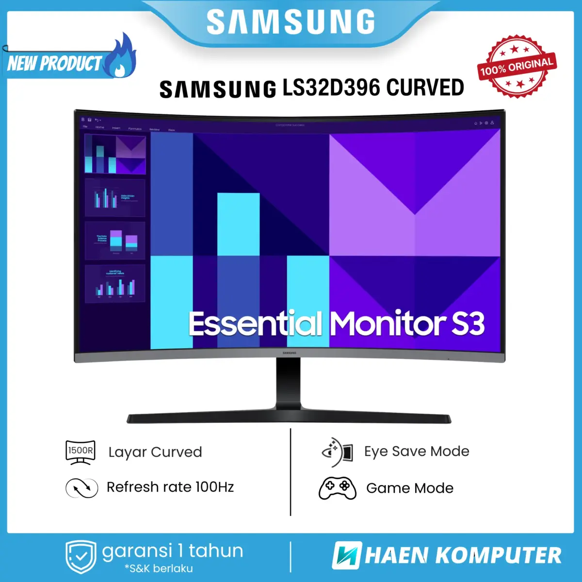 Monitor Samsung LS32D396 CURVED 32 Inch VA FHD 100Hz SPEAKER - Image 1