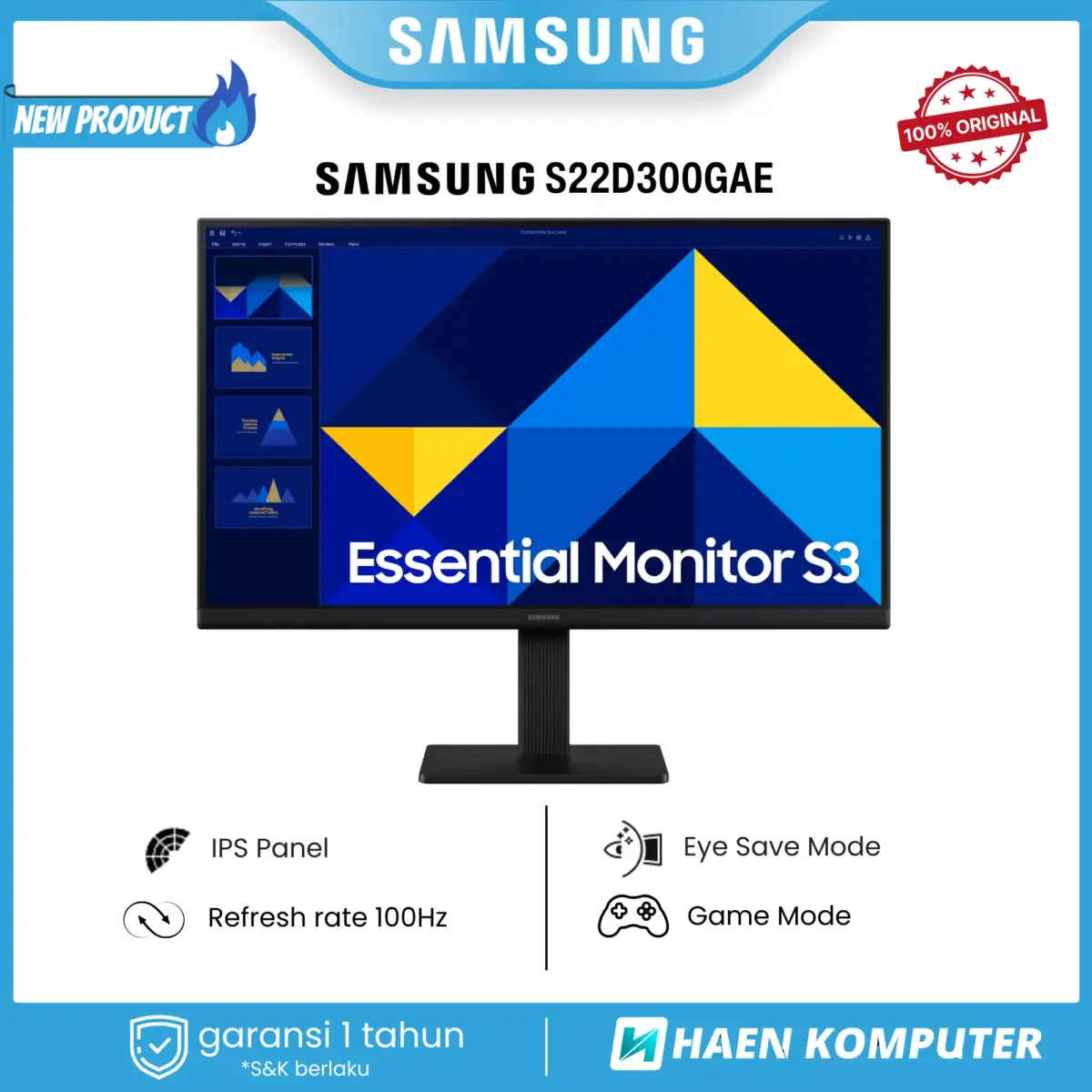 Monitor Samsung S22D300GAE 22 Inch IPS FHD 100Hz - Image 1