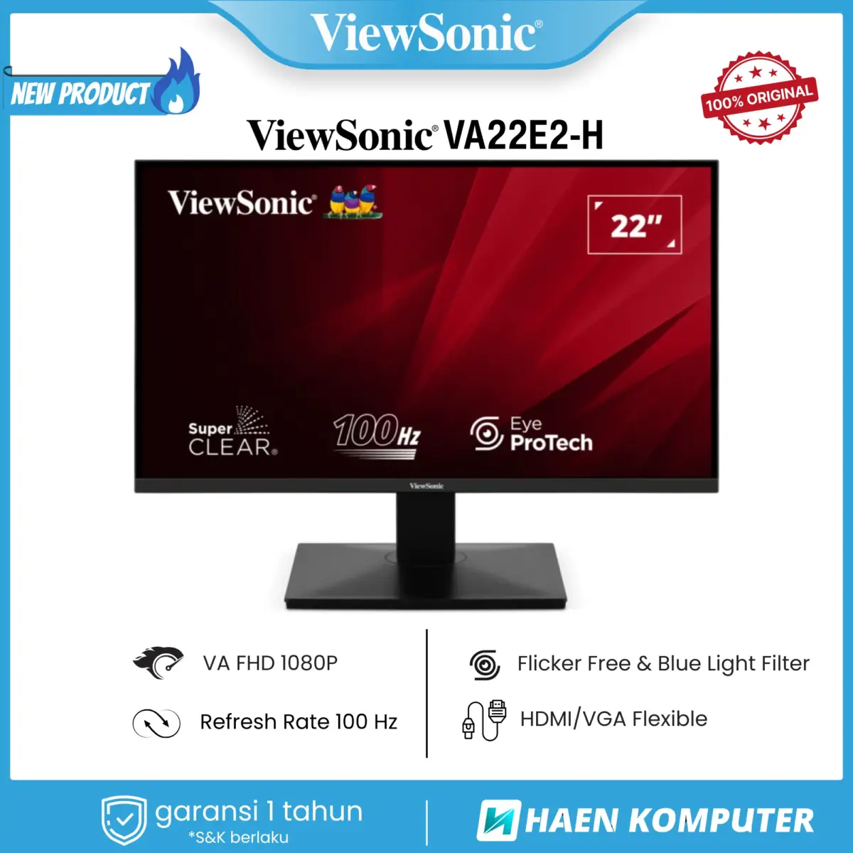 Monitor ViewSonic VA22E2-H 22 Inch VA FHD 100Hz - Image 1