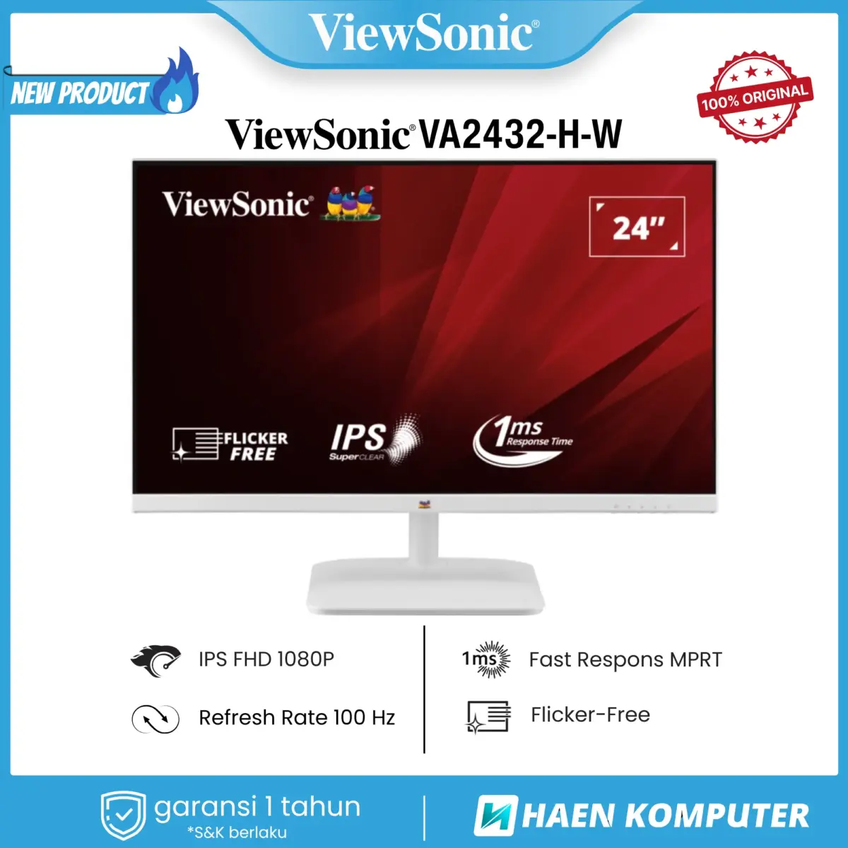 Monitor ViewSonic VA2432-H-W 24 Inch IPS FHD 100Hz - Image 3