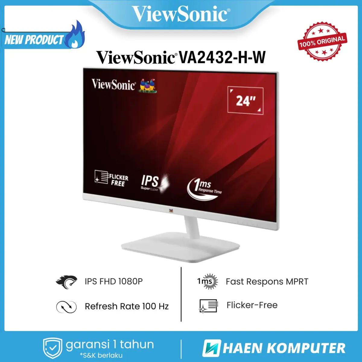 Monitor ViewSonic VA2432-H-W 24 Inch IPS FHD 100Hz - Image 2