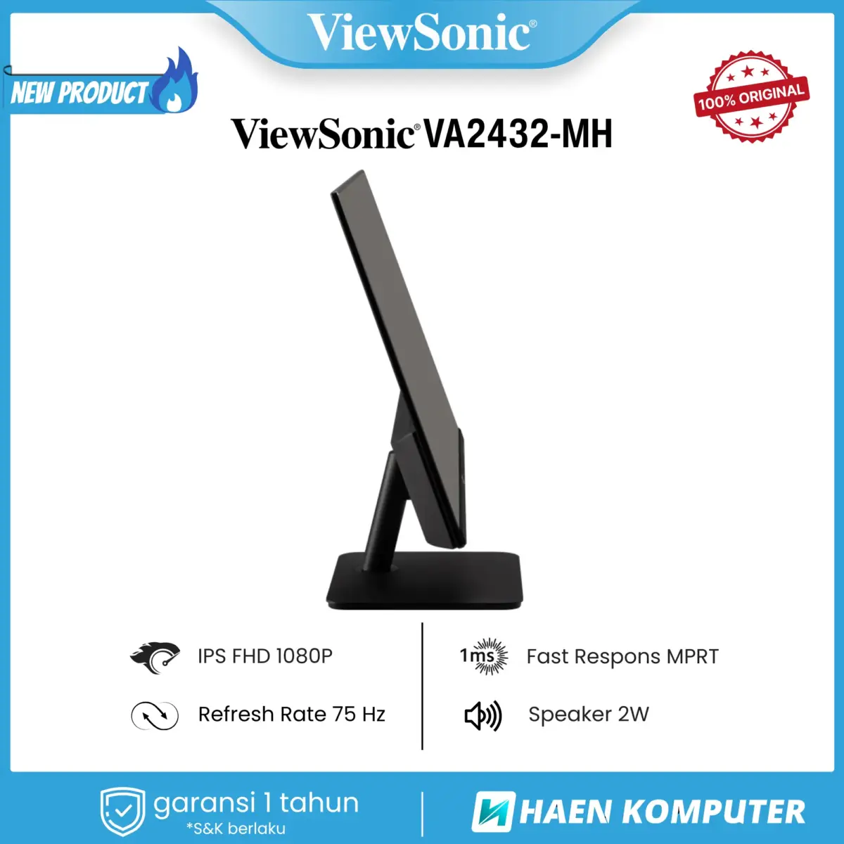 Monitor ViewSonic VA2432-MH 24 Inch IPS FHD 75Hz SPEAKER - Image 4