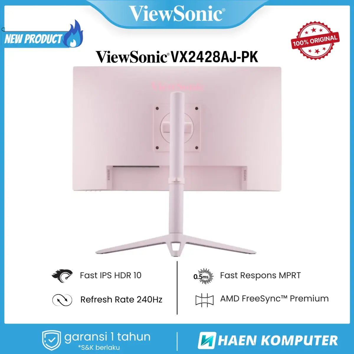 Monitor ViewSonic VX2428AJ-PK 24 Inch IPS FHD 240Hz SPEAKER PINK - Image 6