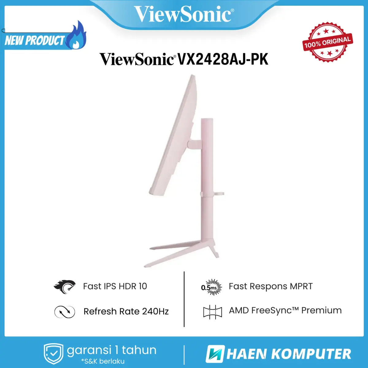 Monitor ViewSonic VX2428AJ-PK 24 Inch IPS FHD 240Hz SPEAKER PINK - Image 4