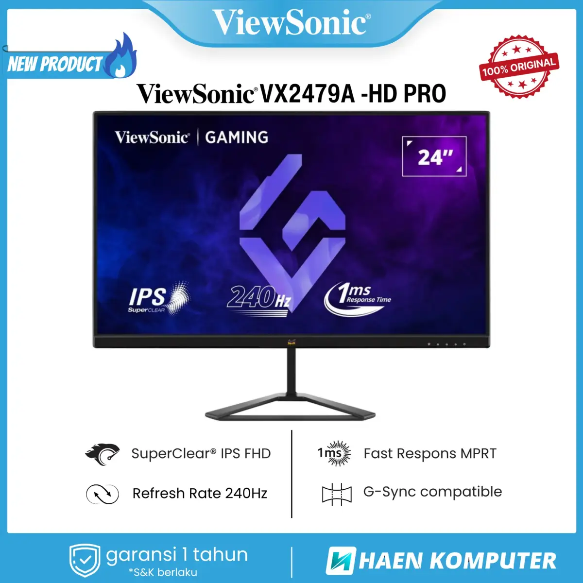 Monitor ViewSonic VX2479A -HD PRO 24 Inch IPS FHD 240Hz - Image 2
