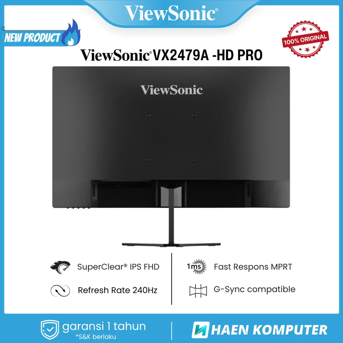 Monitor ViewSonic VX2479A -HD PRO 24 Inch IPS FHD 240Hz - Image 3